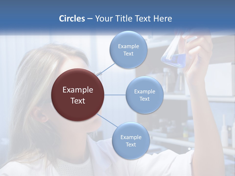 A Woman In Glasses Holding A Flask Of Blue Liquid PowerPoint Template