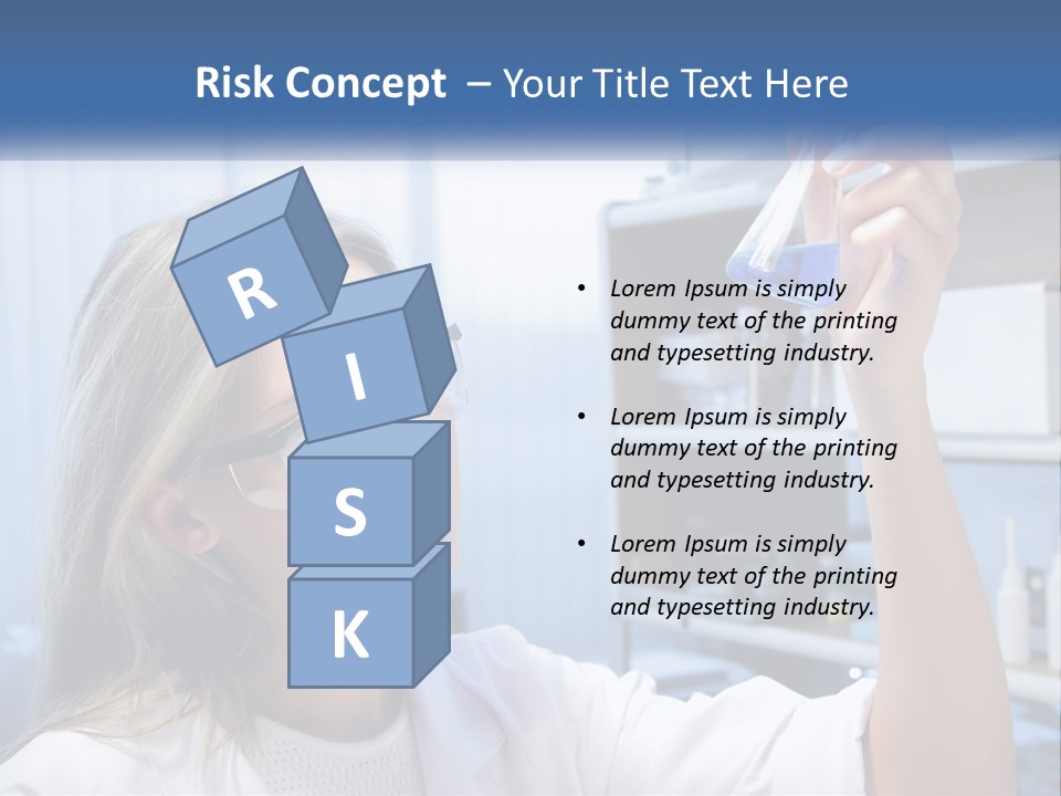 A Woman In Glasses Holding A Flask Of Blue Liquid PowerPoint Template