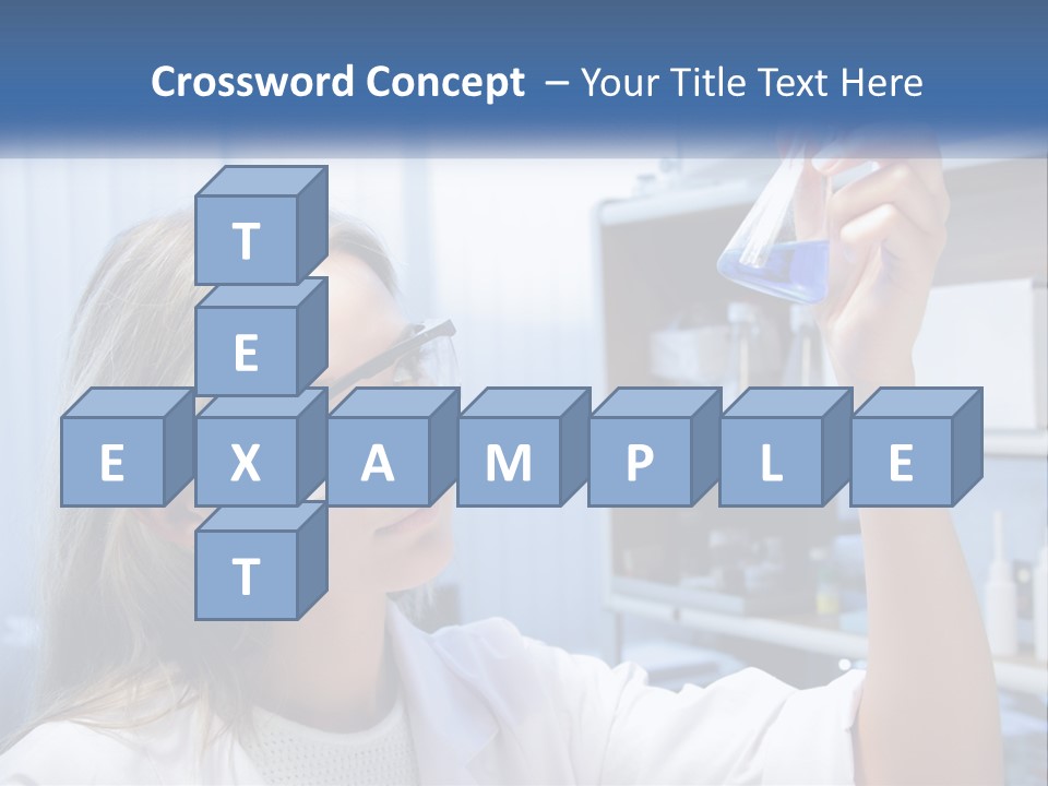 A Woman In Glasses Holding A Flask Of Blue Liquid PowerPoint Template