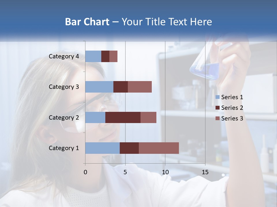 A Woman In Glasses Holding A Flask Of Blue Liquid PowerPoint Template