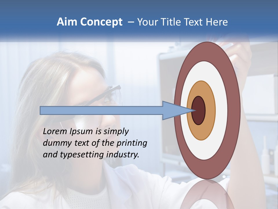 A Woman In Glasses Holding A Flask Of Blue Liquid PowerPoint Template