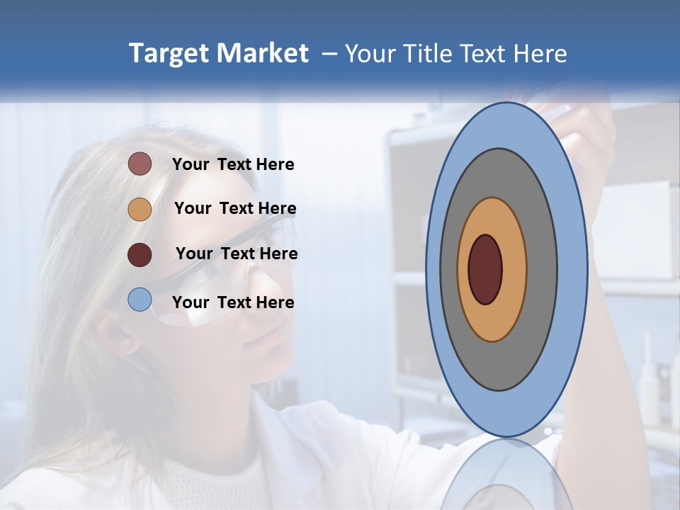 A Woman In Glasses Holding A Flask Of Blue Liquid PowerPoint Template