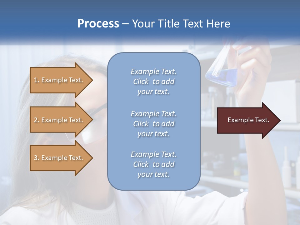 A Woman In Glasses Holding A Flask Of Blue Liquid PowerPoint Template