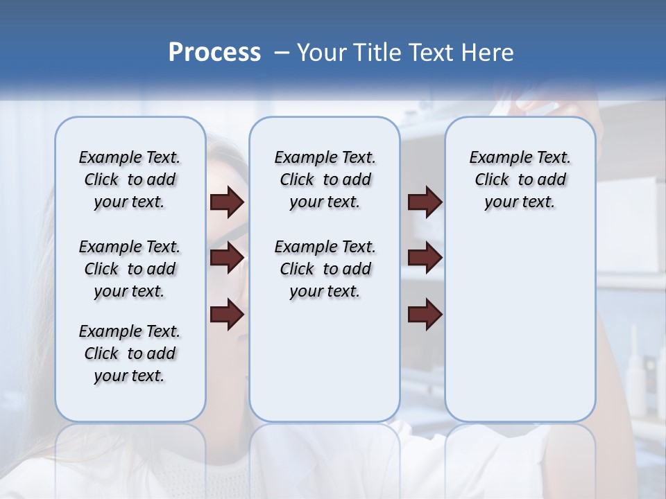 A Woman In Glasses Holding A Flask Of Blue Liquid PowerPoint Template