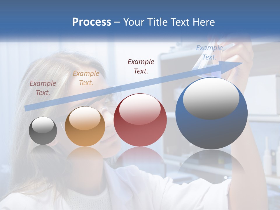 A Woman In Glasses Holding A Flask Of Blue Liquid PowerPoint Template