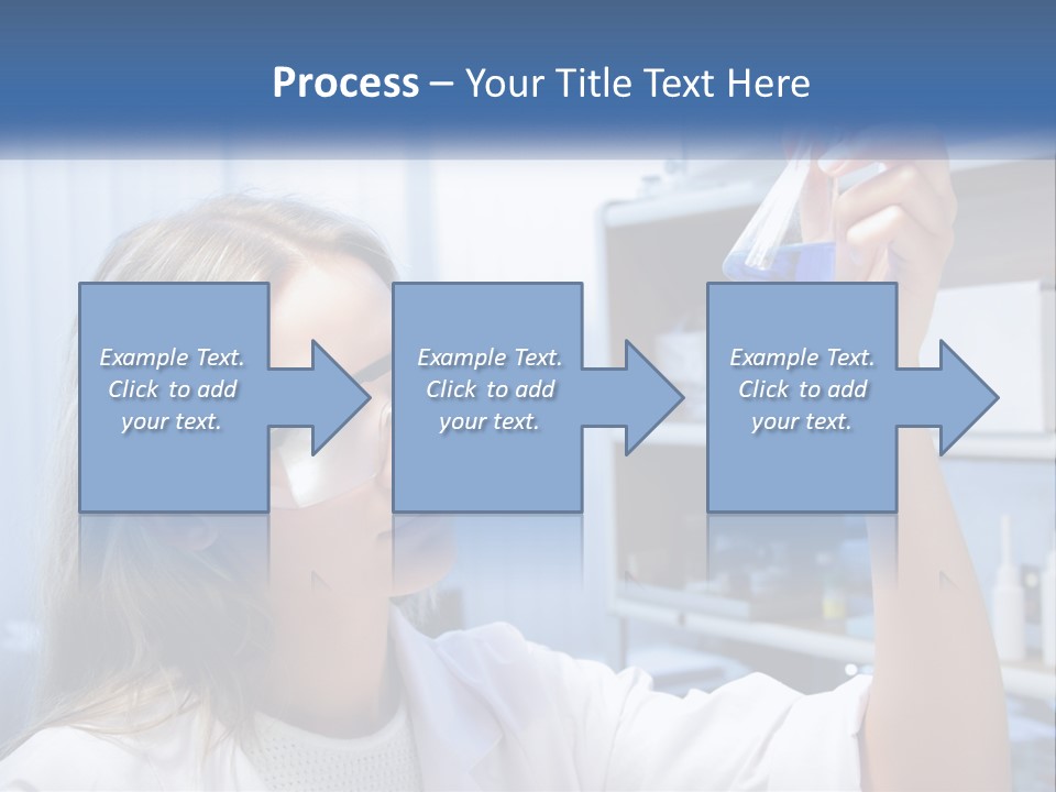 A Woman In Glasses Holding A Flask Of Blue Liquid PowerPoint Template