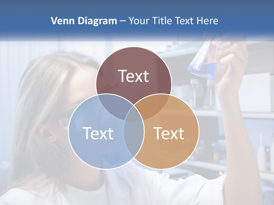 A Woman In Glasses Holding A Flask Of Blue Liquid PowerPoint Template