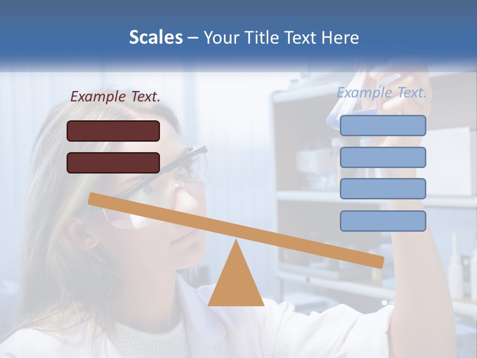 A Woman In Glasses Holding A Flask Of Blue Liquid PowerPoint Template