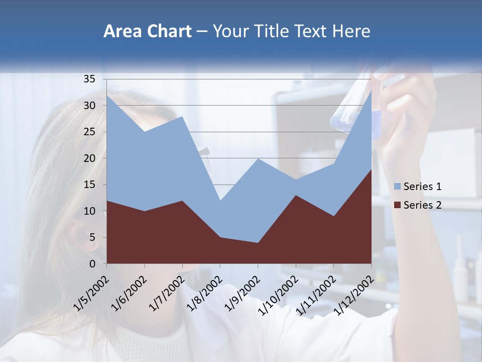 A Woman In Glasses Holding A Flask Of Blue Liquid PowerPoint Template