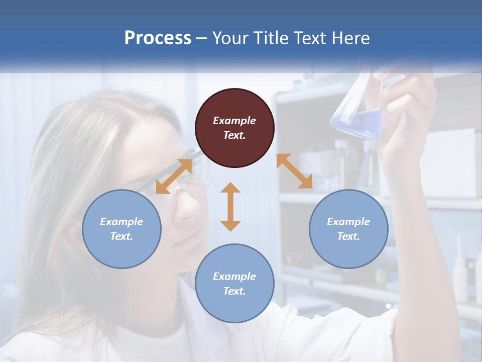 A Woman In Glasses Holding A Flask Of Blue Liquid PowerPoint Template