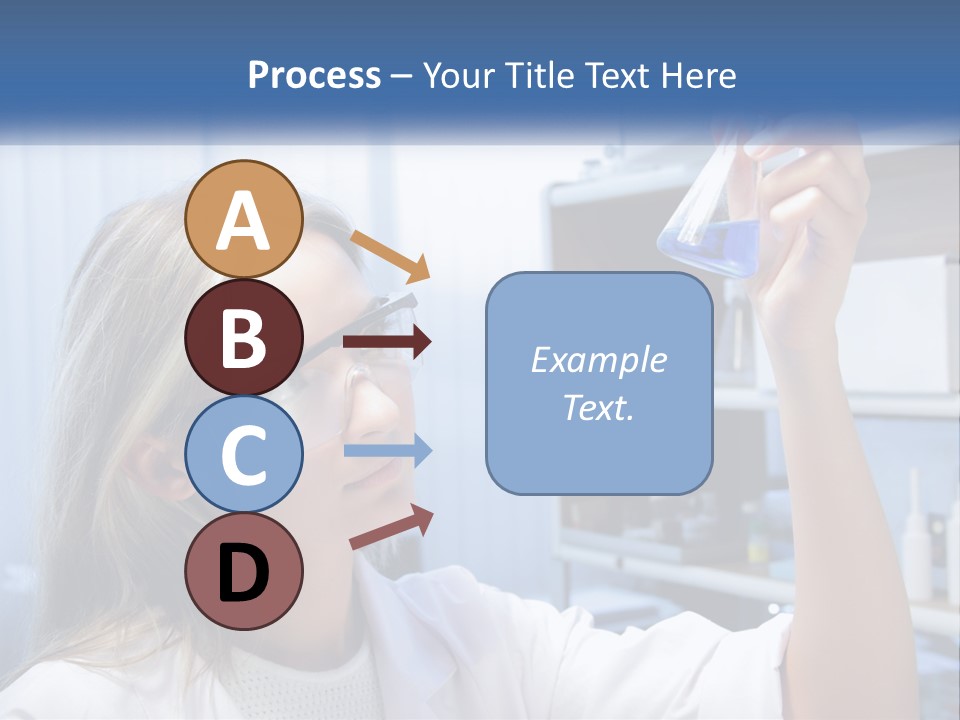 A Woman In Glasses Holding A Flask Of Blue Liquid PowerPoint Template