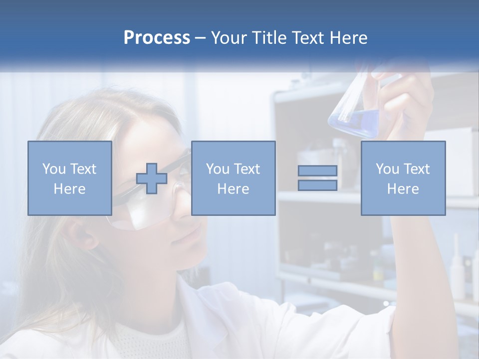 A Woman In Glasses Holding A Flask Of Blue Liquid PowerPoint Template