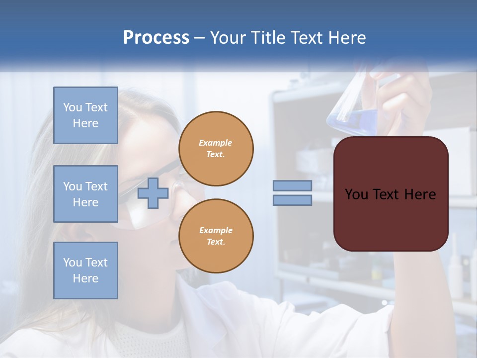 A Woman In Glasses Holding A Flask Of Blue Liquid PowerPoint Template