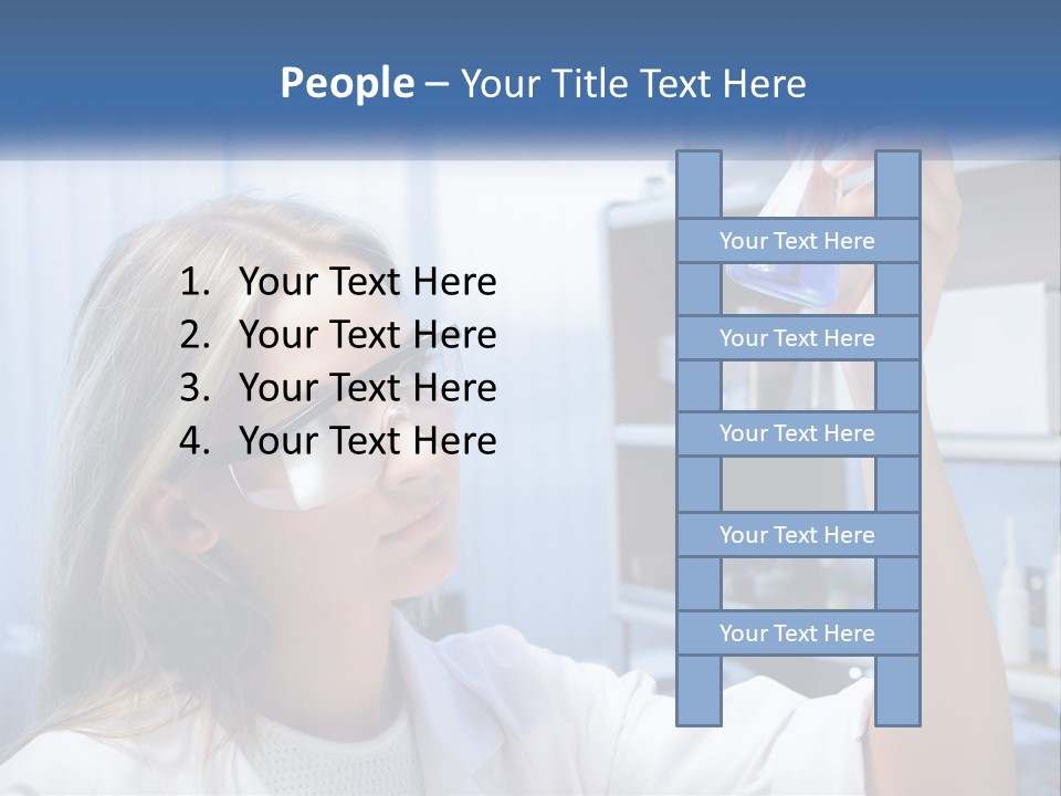 A Woman In Glasses Holding A Flask Of Blue Liquid PowerPoint Template