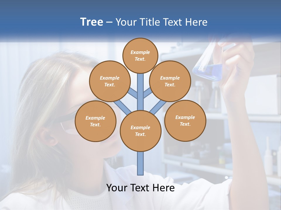 A Woman In Glasses Holding A Flask Of Blue Liquid PowerPoint Template