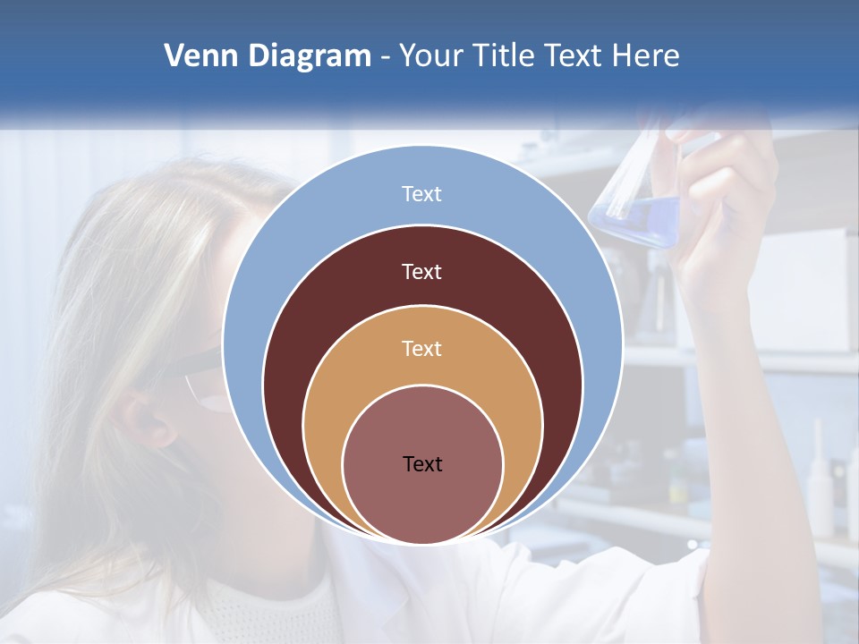 A Woman In Glasses Holding A Flask Of Blue Liquid PowerPoint Template
