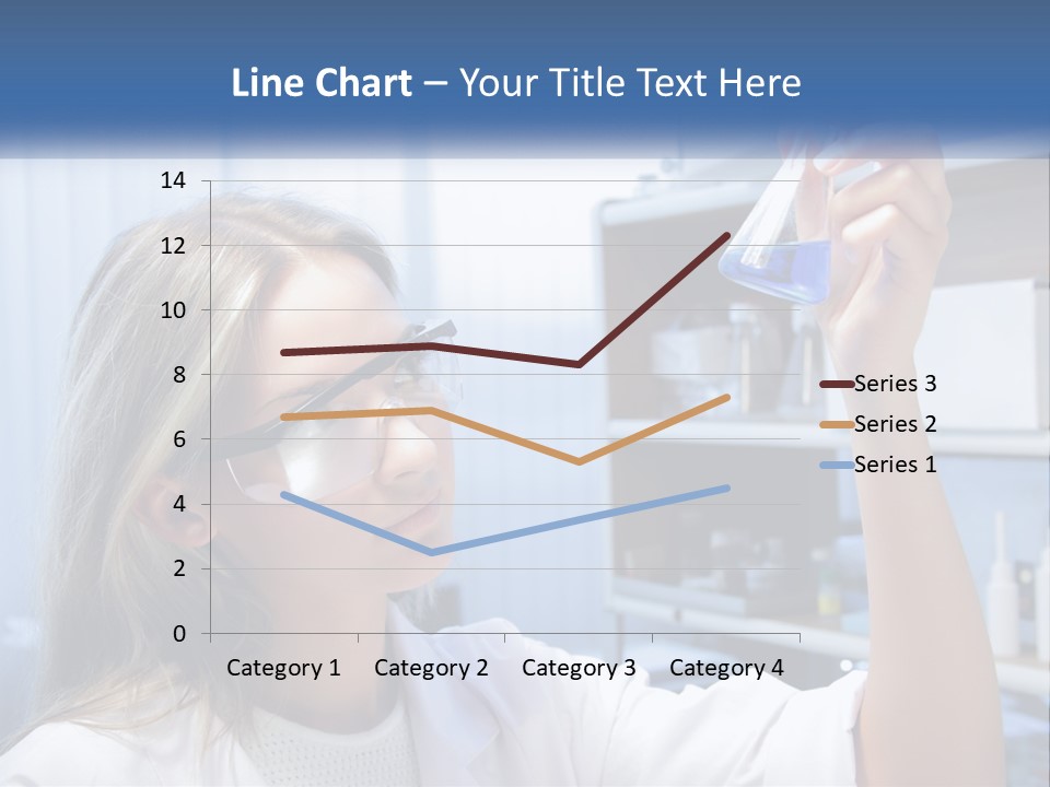 A Woman In Glasses Holding A Flask Of Blue Liquid PowerPoint Template