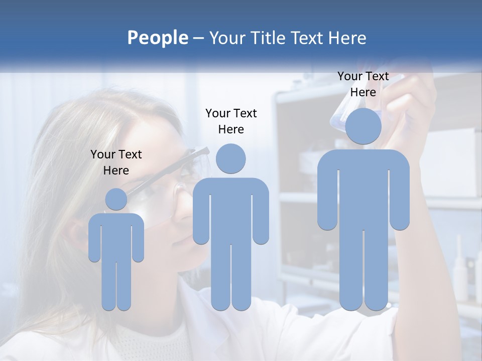 A Woman In Glasses Holding A Flask Of Blue Liquid PowerPoint Template