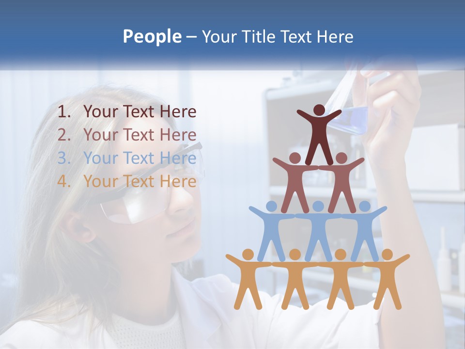 A Woman In Glasses Holding A Flask Of Blue Liquid PowerPoint Template