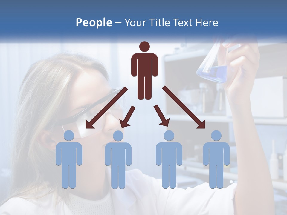 A Woman In Glasses Holding A Flask Of Blue Liquid PowerPoint Template