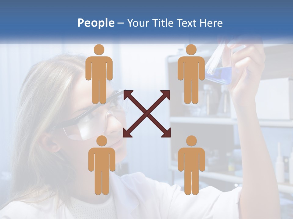 A Woman In Glasses Holding A Flask Of Blue Liquid PowerPoint Template