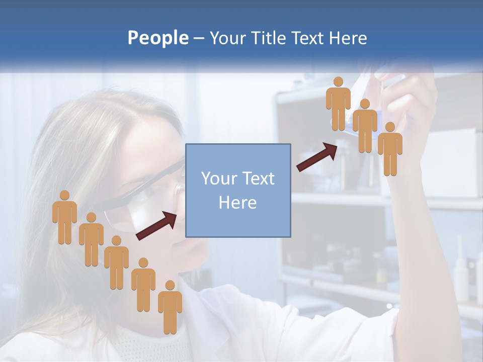 A Woman In Glasses Holding A Flask Of Blue Liquid PowerPoint Template