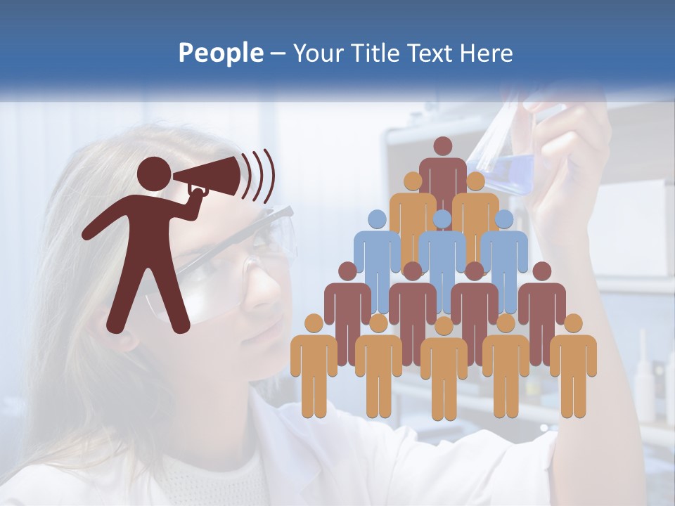 A Woman In Glasses Holding A Flask Of Blue Liquid PowerPoint Template