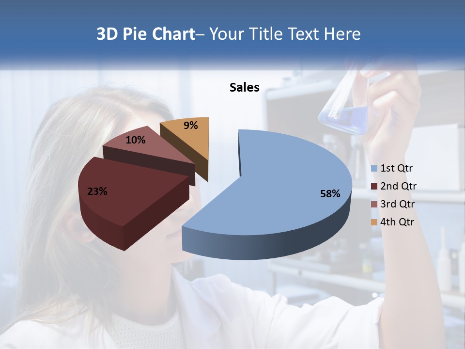A Woman In Glasses Holding A Flask Of Blue Liquid PowerPoint Template