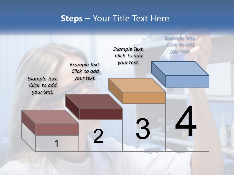 A Woman In Glasses Holding A Flask Of Blue Liquid PowerPoint Template