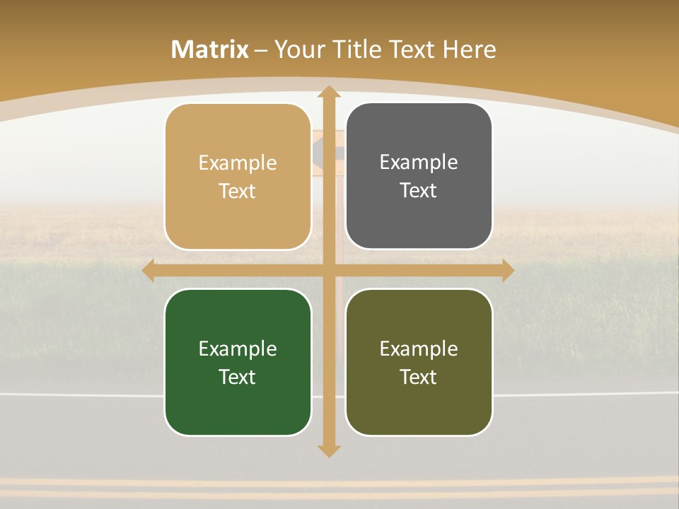 A Yellow Sign Sitting On The Side Of A Road PowerPoint Template