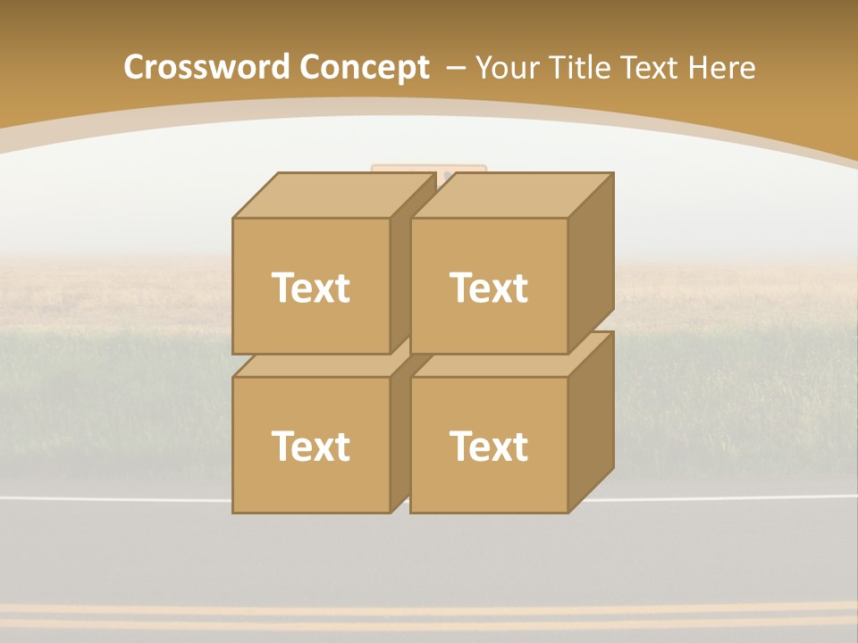 A Yellow Sign Sitting On The Side Of A Road PowerPoint Template