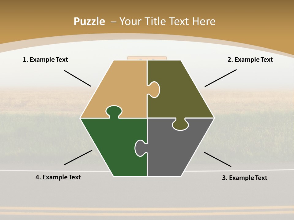 A Yellow Sign Sitting On The Side Of A Road PowerPoint Template