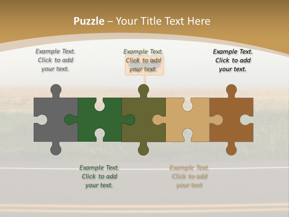 A Yellow Sign Sitting On The Side Of A Road PowerPoint Template