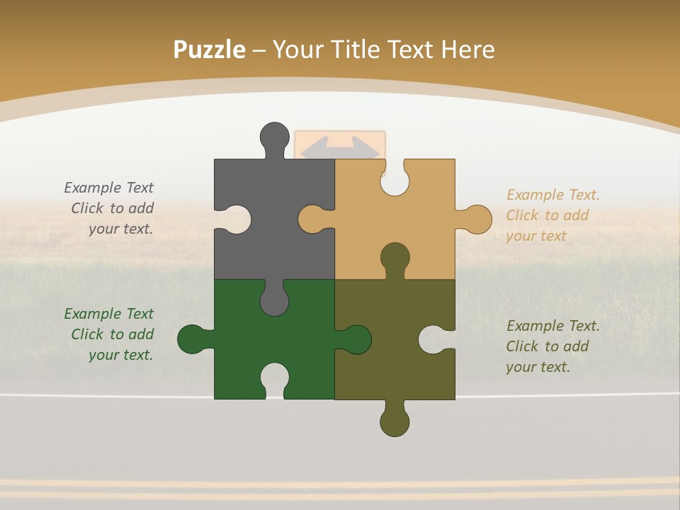 A Yellow Sign Sitting On The Side Of A Road PowerPoint Template