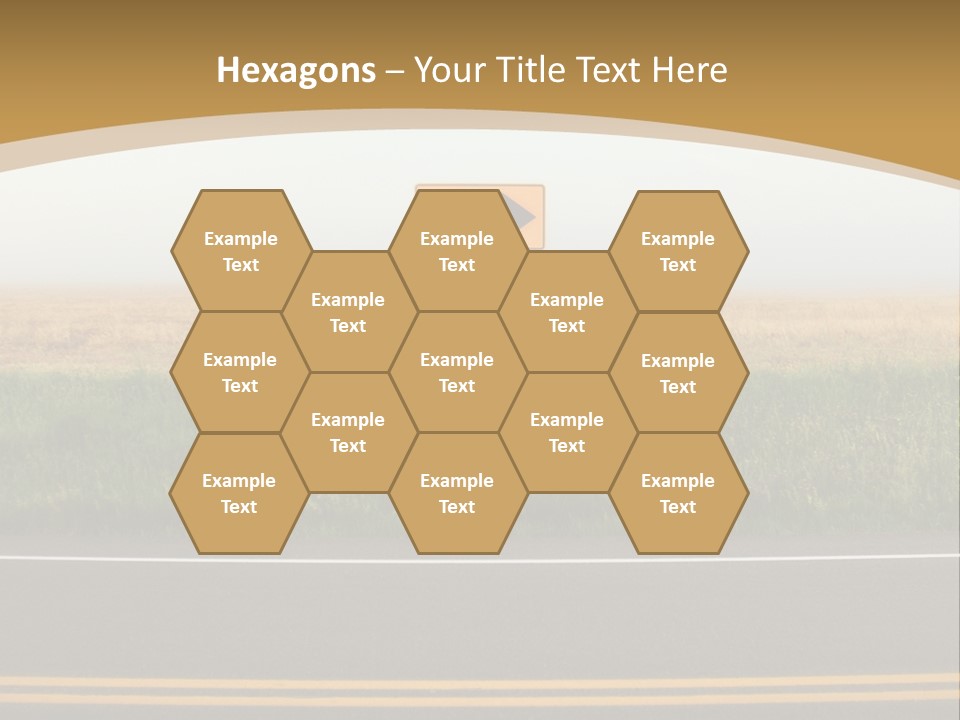 A Yellow Sign Sitting On The Side Of A Road PowerPoint Template