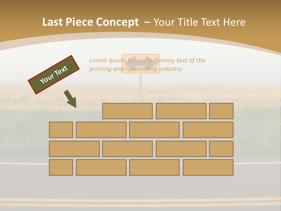 A Yellow Sign Sitting On The Side Of A Road PowerPoint Template