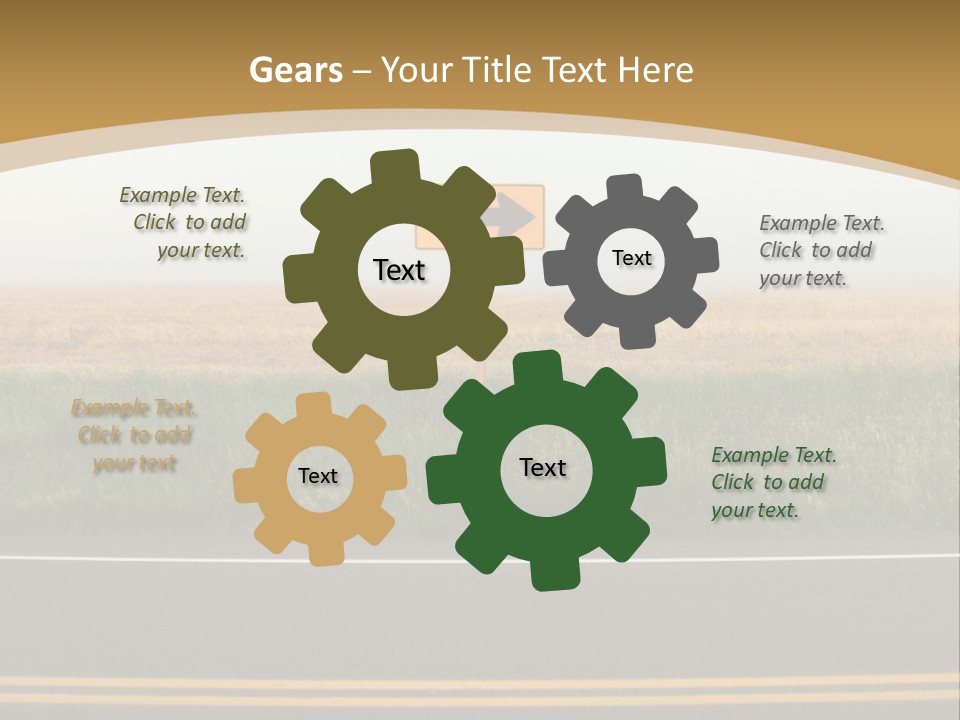 A Yellow Sign Sitting On The Side Of A Road PowerPoint Template