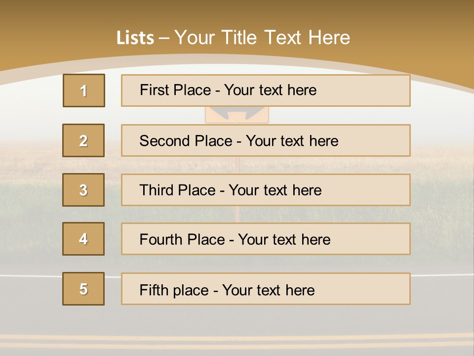 A Yellow Sign Sitting On The Side Of A Road PowerPoint Template