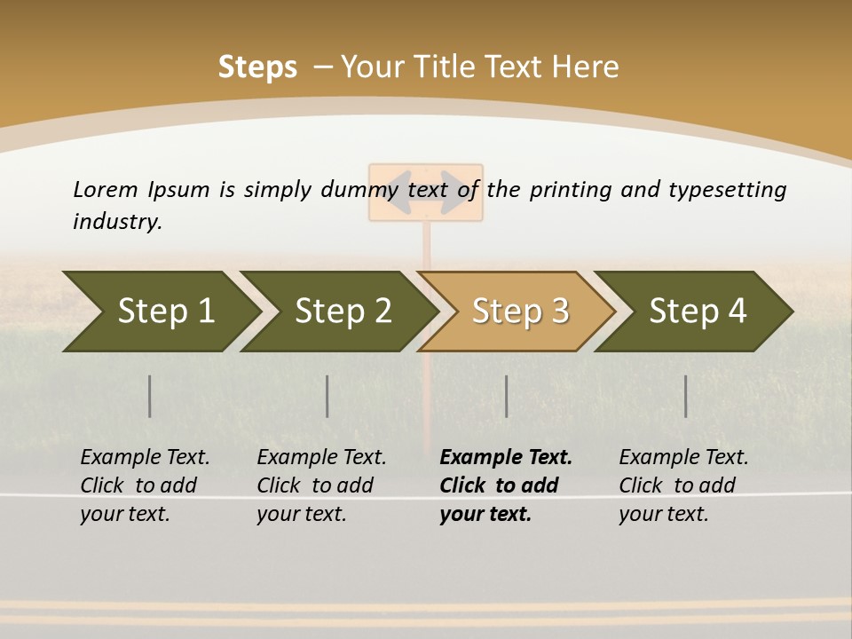 A Yellow Sign Sitting On The Side Of A Road PowerPoint Template