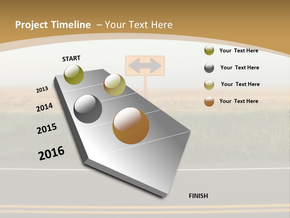 A Yellow Sign Sitting On The Side Of A Road PowerPoint Template