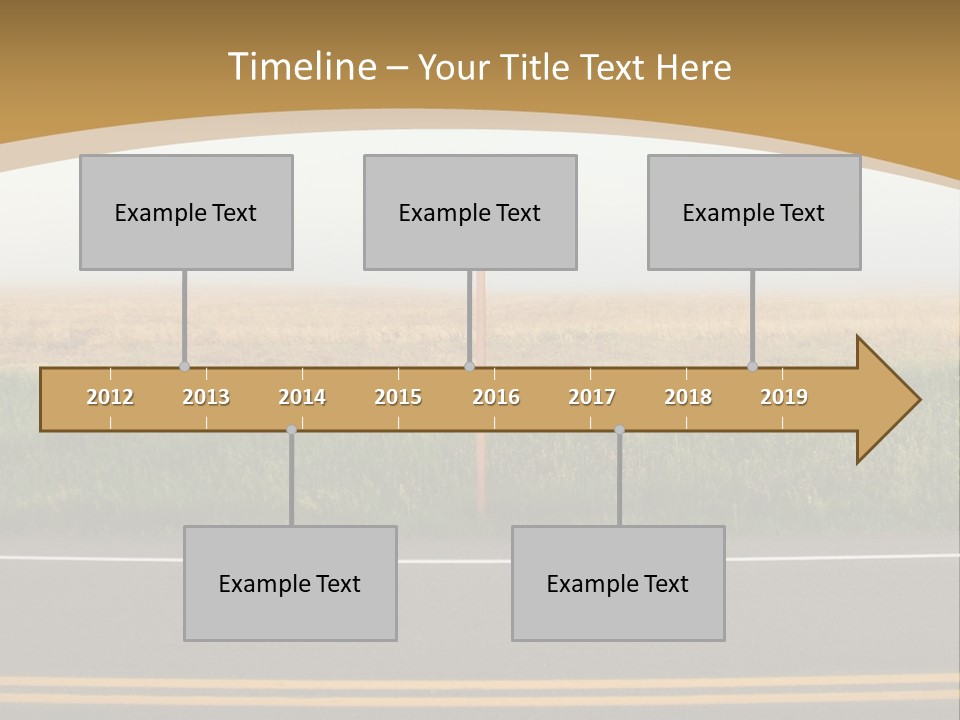 A Yellow Sign Sitting On The Side Of A Road PowerPoint Template