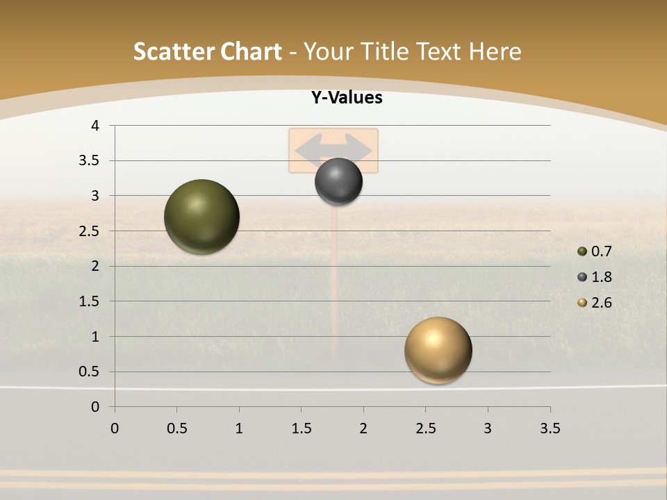A Yellow Sign Sitting On The Side Of A Road PowerPoint Template