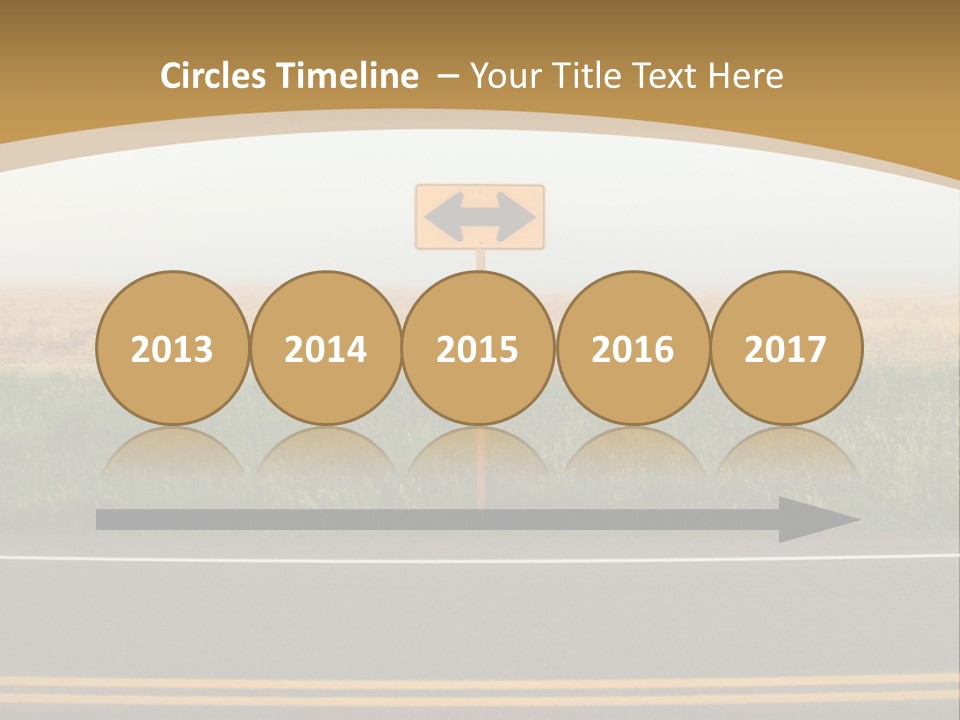 A Yellow Sign Sitting On The Side Of A Road PowerPoint Template