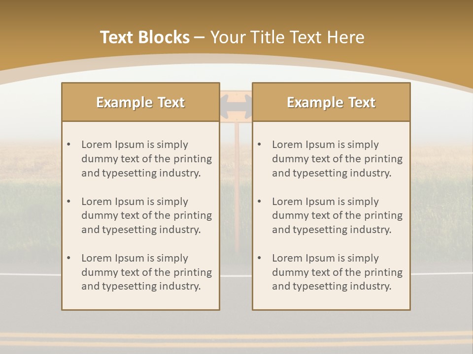 A Yellow Sign Sitting On The Side Of A Road PowerPoint Template