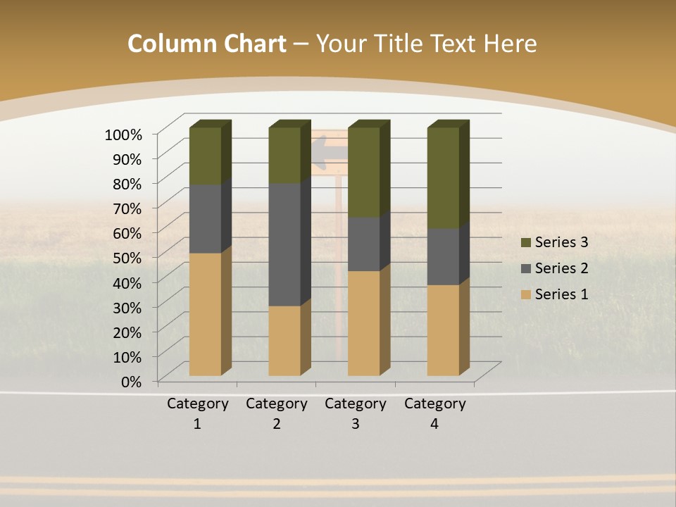 A Yellow Sign Sitting On The Side Of A Road PowerPoint Template