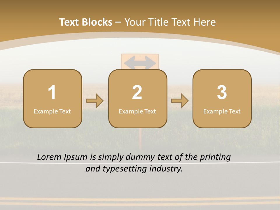 A Yellow Sign Sitting On The Side Of A Road PowerPoint Template