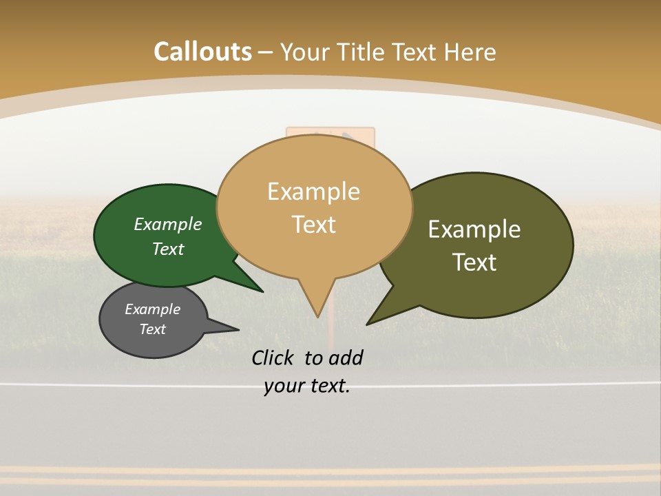 A Yellow Sign Sitting On The Side Of A Road PowerPoint Template