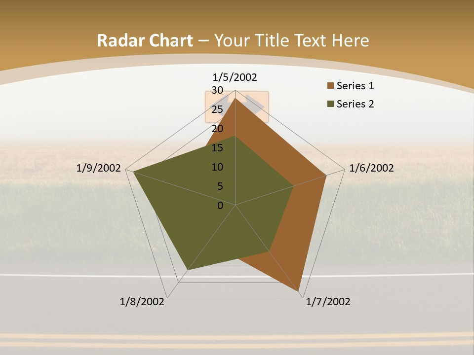 A Yellow Sign Sitting On The Side Of A Road PowerPoint Template