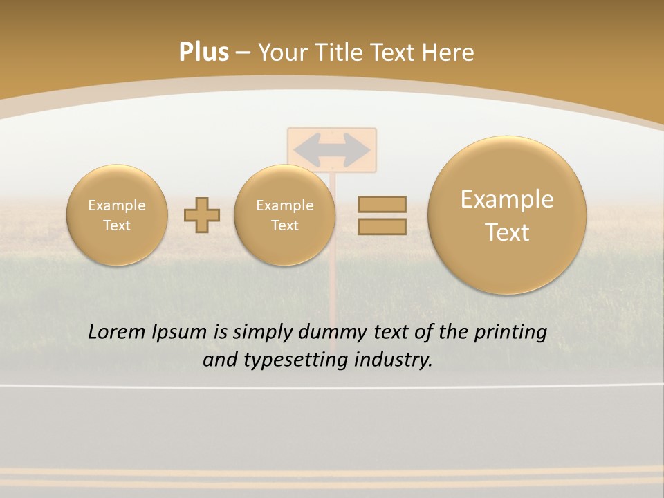 A Yellow Sign Sitting On The Side Of A Road PowerPoint Template