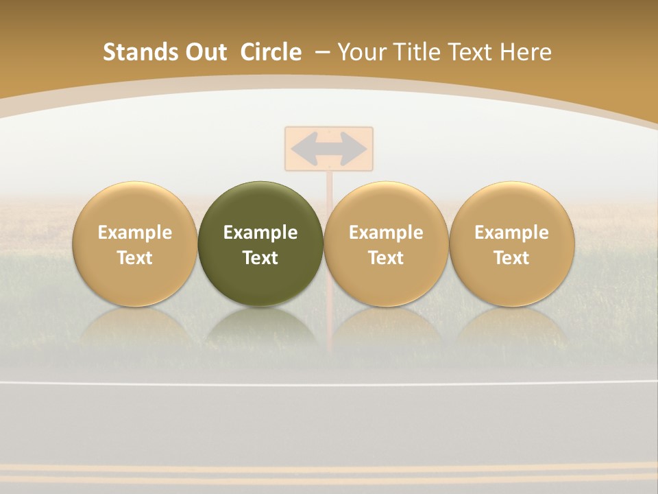 A Yellow Sign Sitting On The Side Of A Road PowerPoint Template